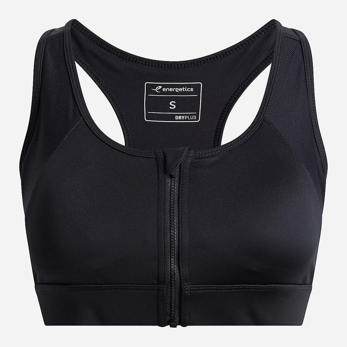 "Brassière Noir avec fermeture éclair, design élégant et maintien optimal.